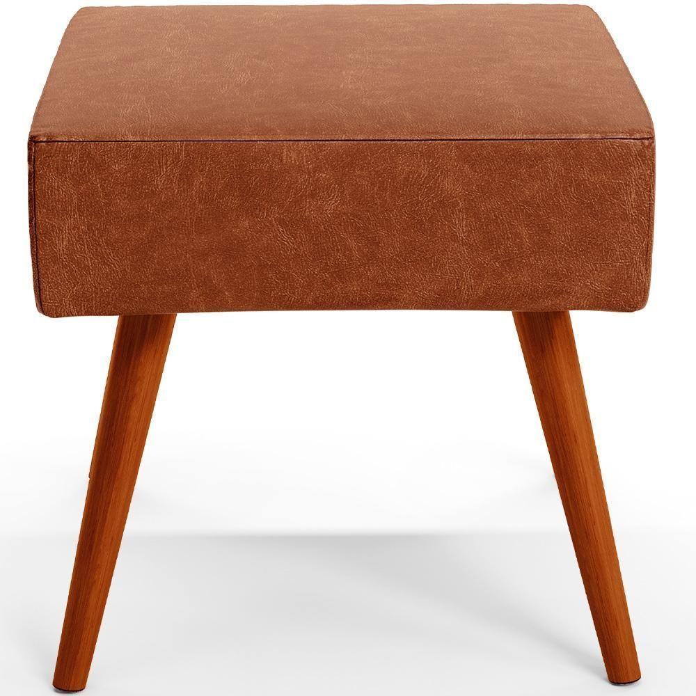 Kit 02 Puffs Banqueta Com Pés Palito Couríssimo Camel - 2