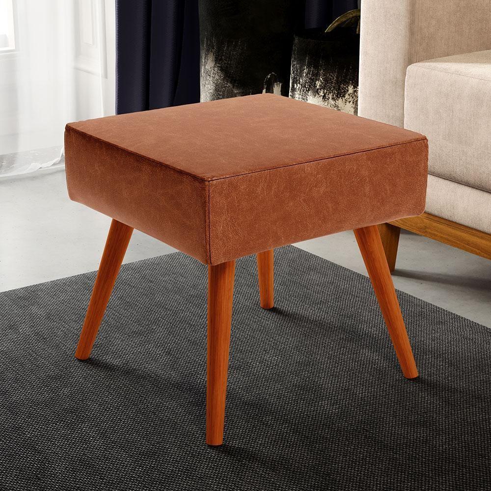 Kit 02 Puffs Banqueta Com Pés Palito Couríssimo Camel - 6