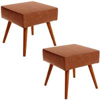 Kit 02 Puffs Banqueta Com Pés Palito Couríssimo Camel - 1