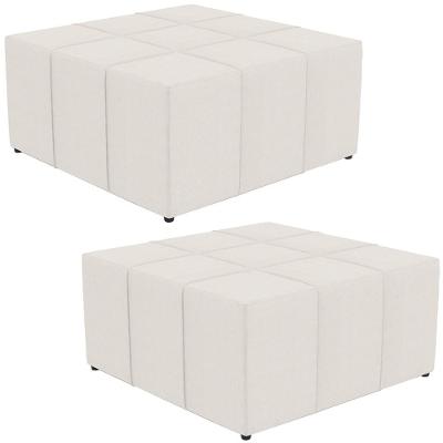 Kit 02 Puffs Quadrado Milano 90x90cm W01 Linho Cru