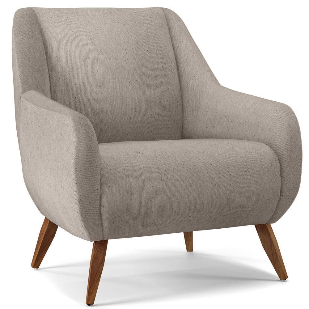 Poltrona Fixa Pés De Madeira Paloma D02 Linho Bege C-107 - 1