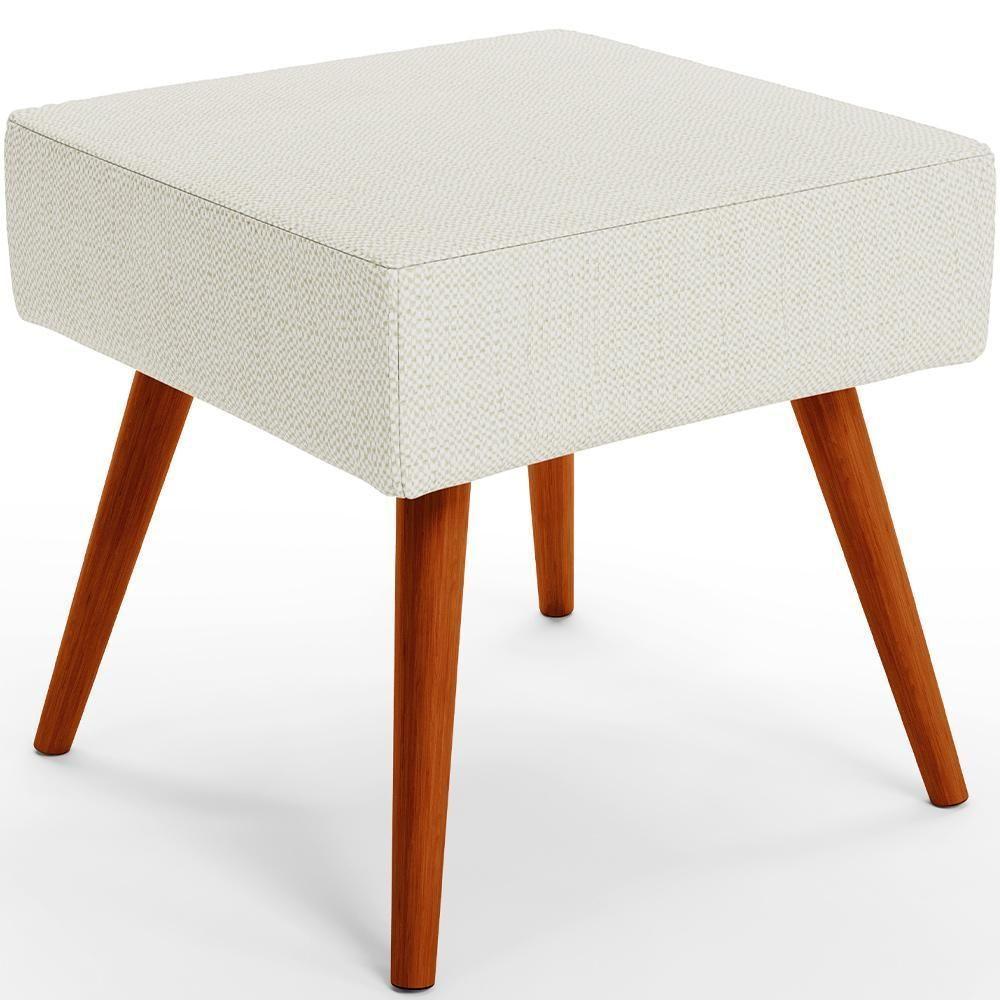 Puff Banqueta Decorativa Com Pés Palito Linho Champagne - 1