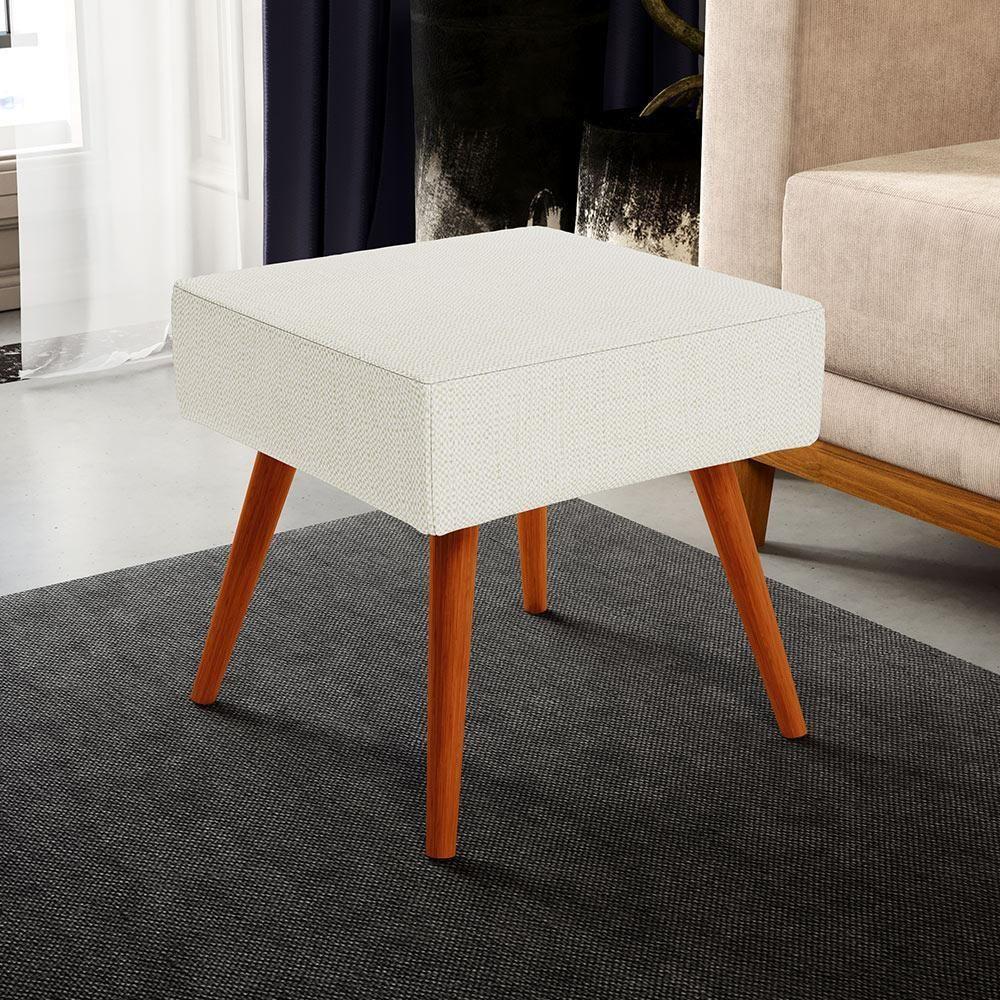 Puff Banqueta Decorativa Com Pés Palito Linho Champagne - 5