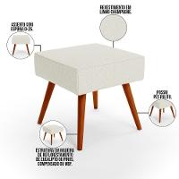 Puff Banqueta Decorativa Com Pés Palito Linho Champagne - 3