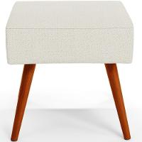 Puff Banqueta Decorativa Com Pés Palito Linho Champagne