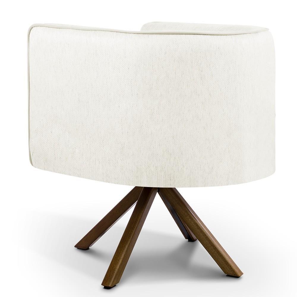 Poltrona Base Giratória De Madeira Veludo Bege C-309 - 2