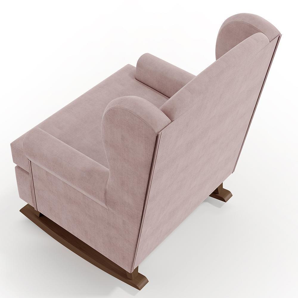 Poltrona Malu Base De Madeira P02 Suede Rosê - 2