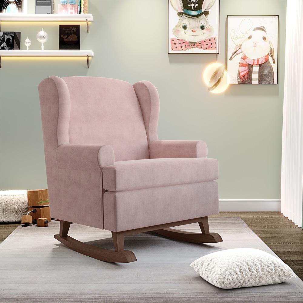 Poltrona Malu Base De Madeira P02 Suede Rosê - 7