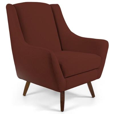 Poltrona Fixa Pés De Madeira Veludo Terracota C-417