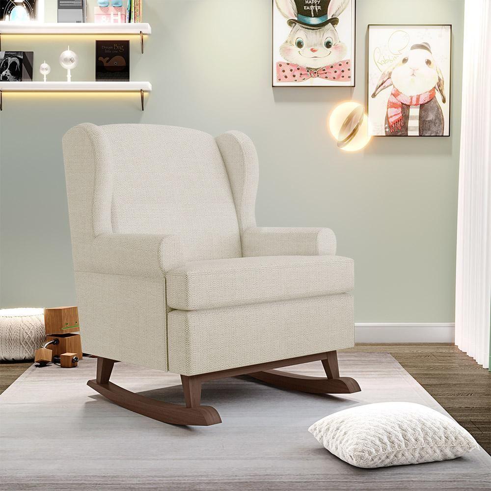 Poltrona Malu Base De Madeira P02 Linho Champagne - 7