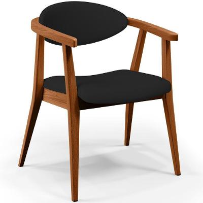 Poltrona Decorativa Para Sala De Estar Jantar Cecília B04 Facto Preto