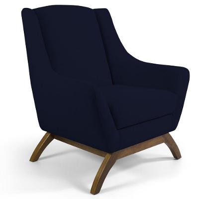 Poltrona Fixa Decorativa Juliet D02 Veludo Azul Lyam Decor