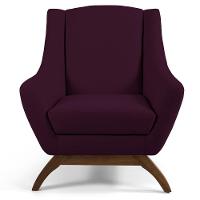 Poltrona Fixa Base De Madeira Veludo Roxo Grape C-292 - 3