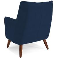 Poltrona Fixa Pés De Madeira Veludo Azul Marinho C-304 - 2