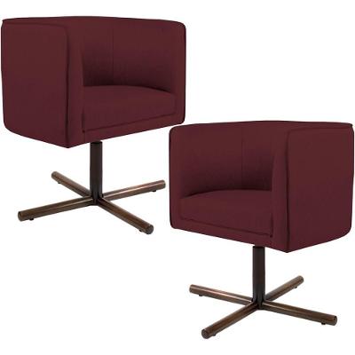 Kit 02 Poltronas Decorativas Giratórias Betina D02 Veludo Marsala Lyam Decor