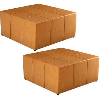 Kit 02 Puffs Quadrado Milano 90x90 W01 Couríssimo Whisky