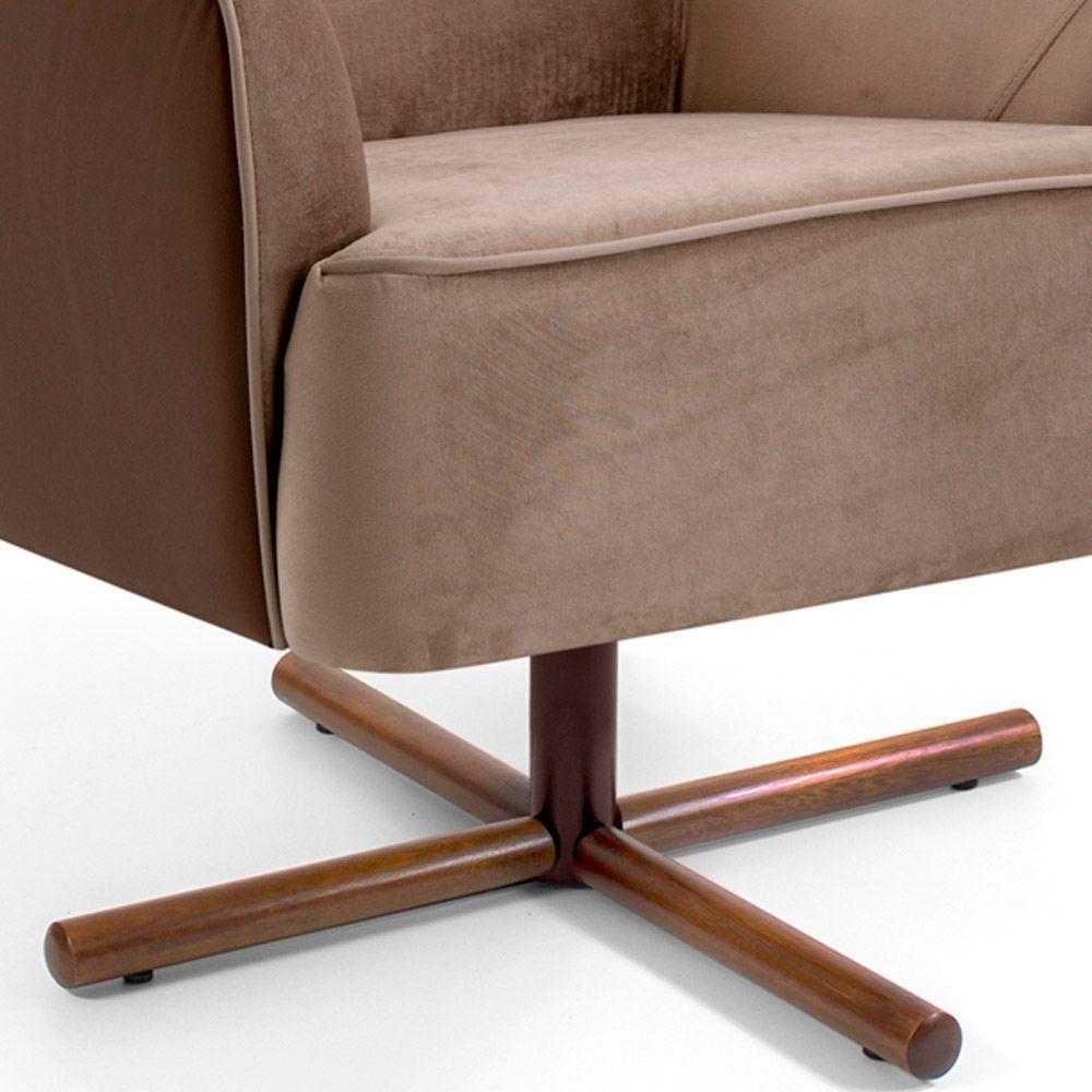 Poltrona Base X Giratória Isabella Veludo Bege - 2