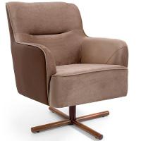 Poltrona Base X Giratória Isabella Veludo Bege - 1