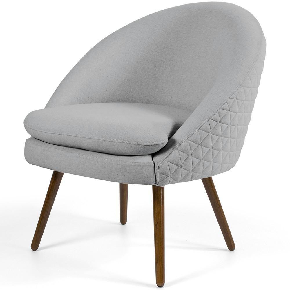 Poltrona Decorativa Fixa Pés Palito Rafa D02 Tressê Linho Cinza D-315 - 1