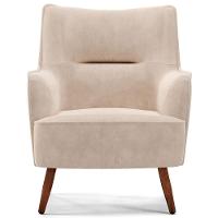 Poltrona Fixa Pés De Madeira Isabella D02 Veludo Bege C-309 - 6