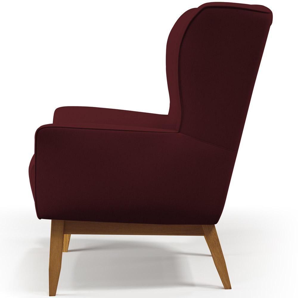 Kit 02 Poltronas Base De Madeira Veludo Marsala C-278 - 3