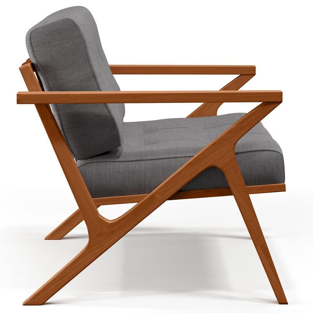 Poltrona Decorativa Sala De Estar Com Cintas De Corano Laís B04 Linho Cinza Escuro - 4