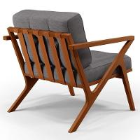 Poltrona Decorativa Sala De Estar Com Cintas De Corano Laís B04 Linho Cinza Escuro - 2