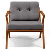 Poltrona Decorativa Sala De Estar Com Cintas De Corano Laís B04 Linho Cinza Escuro - 7