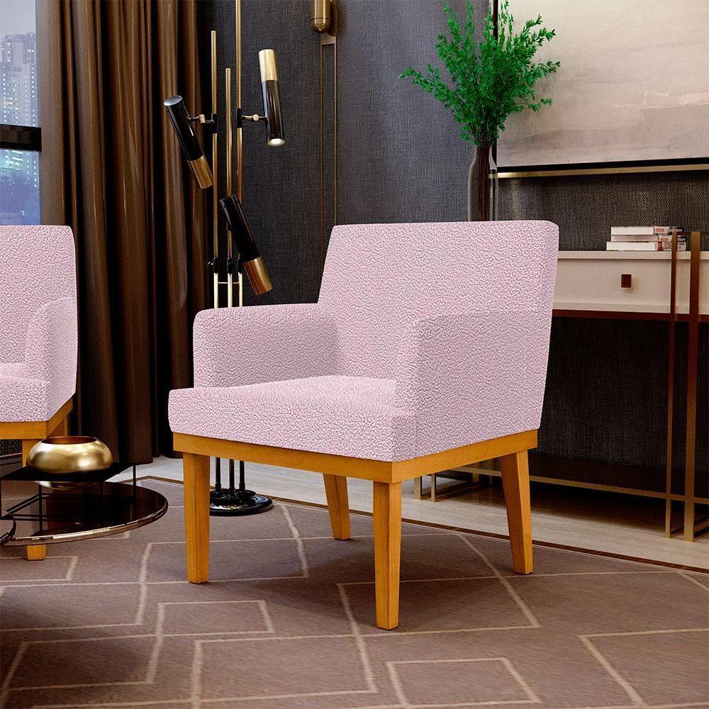 Kit 3 Poltronas Base Mel Beatriz W01 Bouclê Rosê - 10