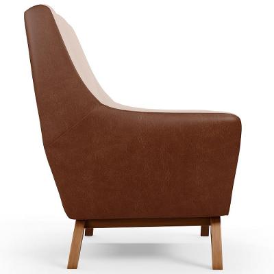 Poltrona Decorativa Juliet D02 Couríssimo Marrom Linho Bege Lyam Decor