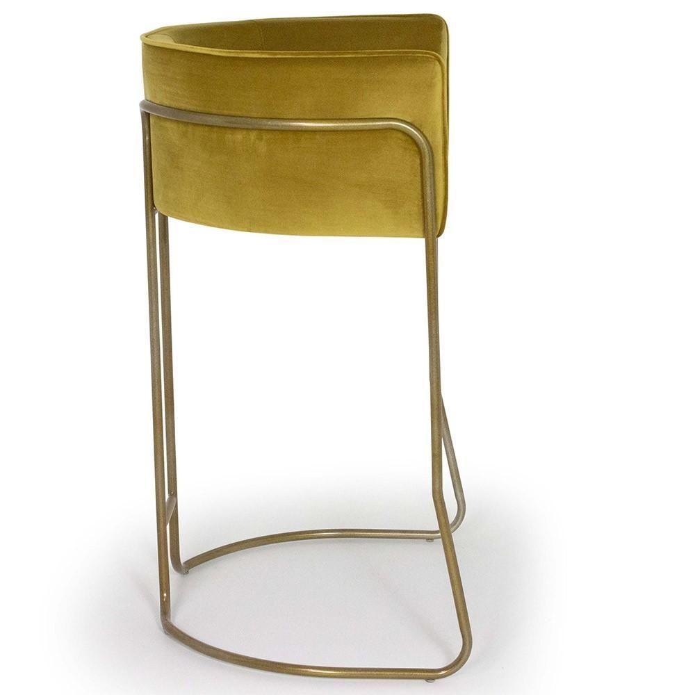 Kit 04 Banquetas Fixa Bronze Veludo Mostarda C-260 - 7