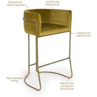 Kit 04 Banquetas Fixa Bronze Veludo Mostarda C-260