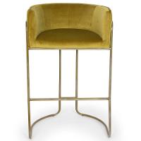 Kit 04 Banquetas Fixa Bronze Veludo Mostarda C-260 - 9