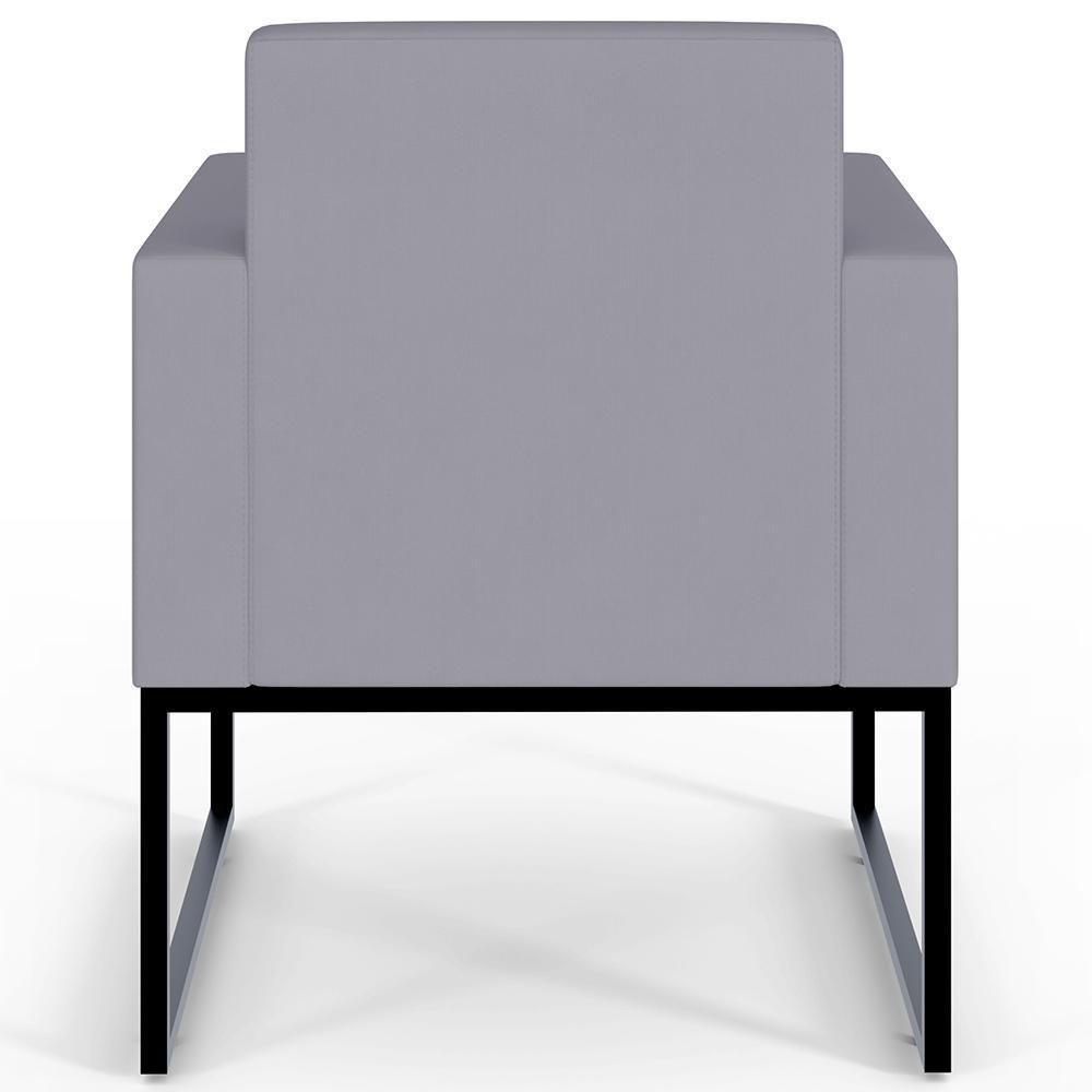 Poltrona Decorativa Para Sala De Estar Recepção Base Fixa De Metal Helô L02 Suede Cinza - 2