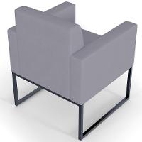 Poltrona Decorativa Para Sala De Estar Recepção Base Fixa De Metal Helô L02 Suede Cinza - 3