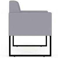 Poltrona Decorativa Para Sala De Estar Recepção Base Fixa De Metal Helô L02 Suede Cinza - 5