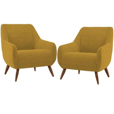 Kit 2 Poltronas Paloma D02 Fixa Veludo Mostarda Lyam Decor