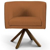 Poltrona Base Giratória De Madeira Veludo Telha C-262 - 4