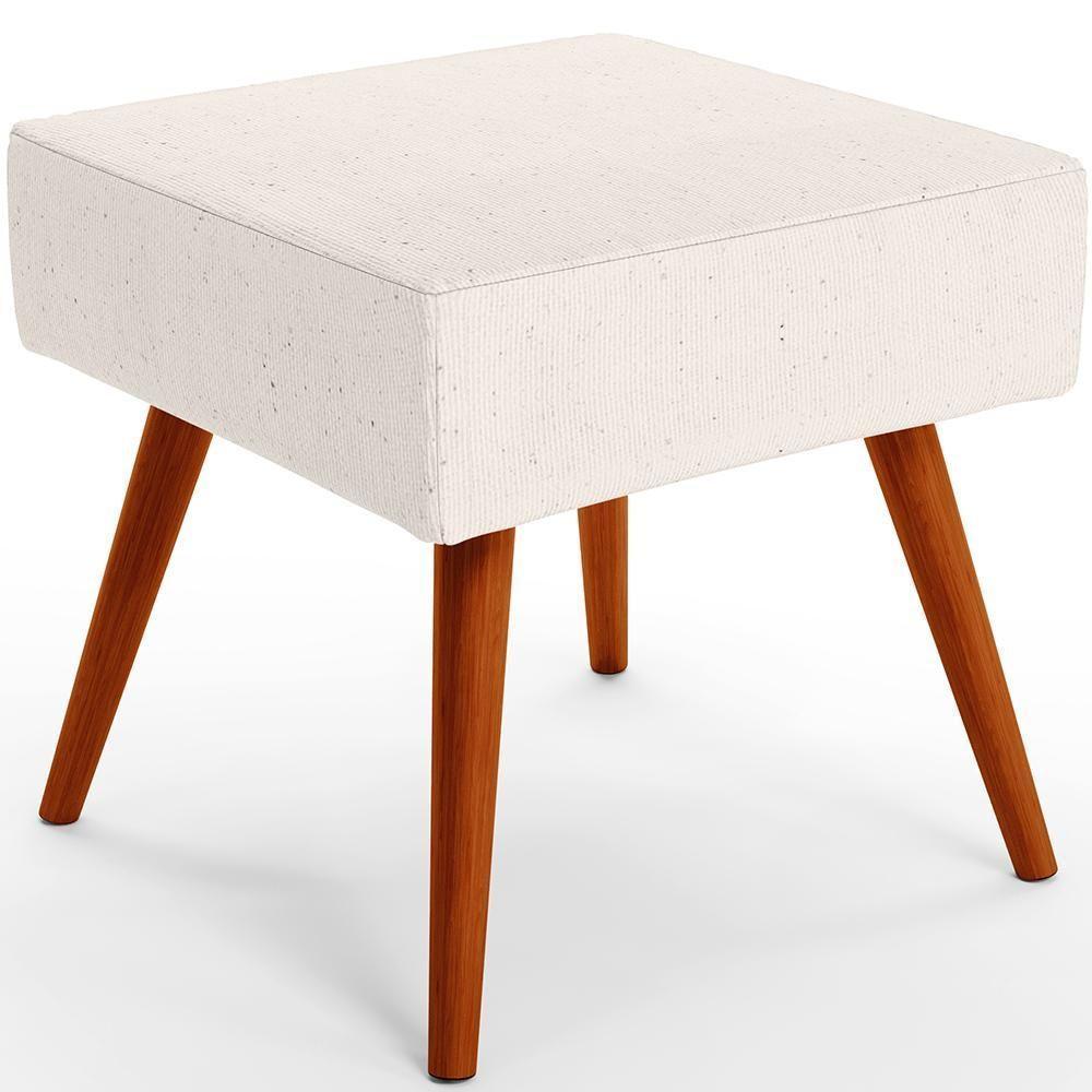 Puff Banqueta Decorativa Com Pés Palito Lívia W01 Linho Cru - 1