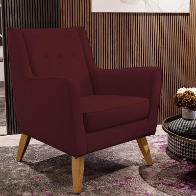 Poltrona Com Pés De Madeira Taroba Veludo Marsala C-278