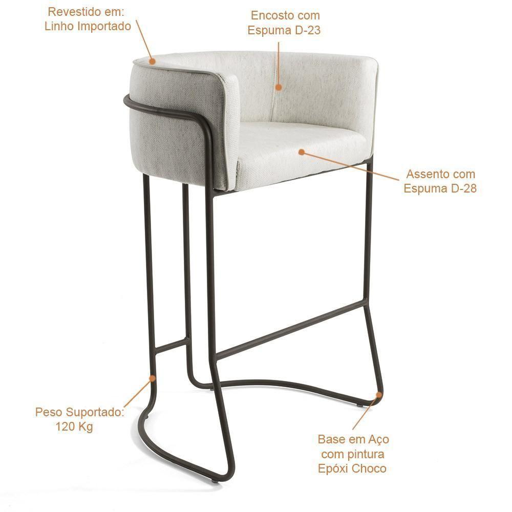 Kit 04 Banquetas Fixa Choco Linho Creme A-48 - 4