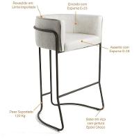 Kit 04 Banquetas Fixa Choco Linho Creme A-48