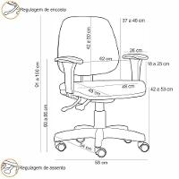 Kit 02 Cadeiras Giratória Job L02 Executiva Ergonomica Crepe Cinza - Lyam Decor - 2