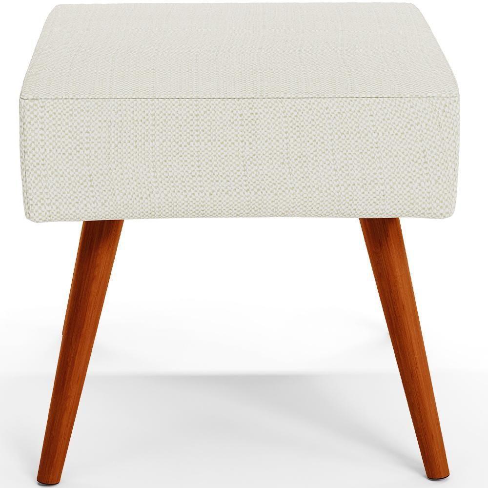 Kit 02 Puffs Banqueta Com Pés Palito Linho Champagne - 2