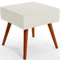 Kit 02 Puffs Banqueta Com Pés Palito Linho Champagne - 5