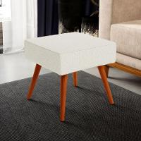 Kit 02 Puffs Banqueta Com Pés Palito Linho Champagne - 6