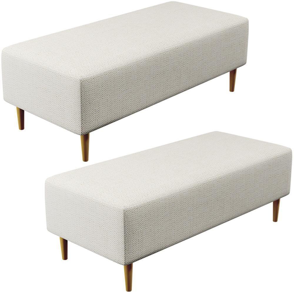 Kit 02 Puffs Bali W01 Pés Palito 120x50 Cm Linho Champagne - 1