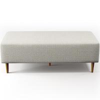 Kit 02 Puffs Bali W01 Pés Palito 120x50 Cm Linho Champagne