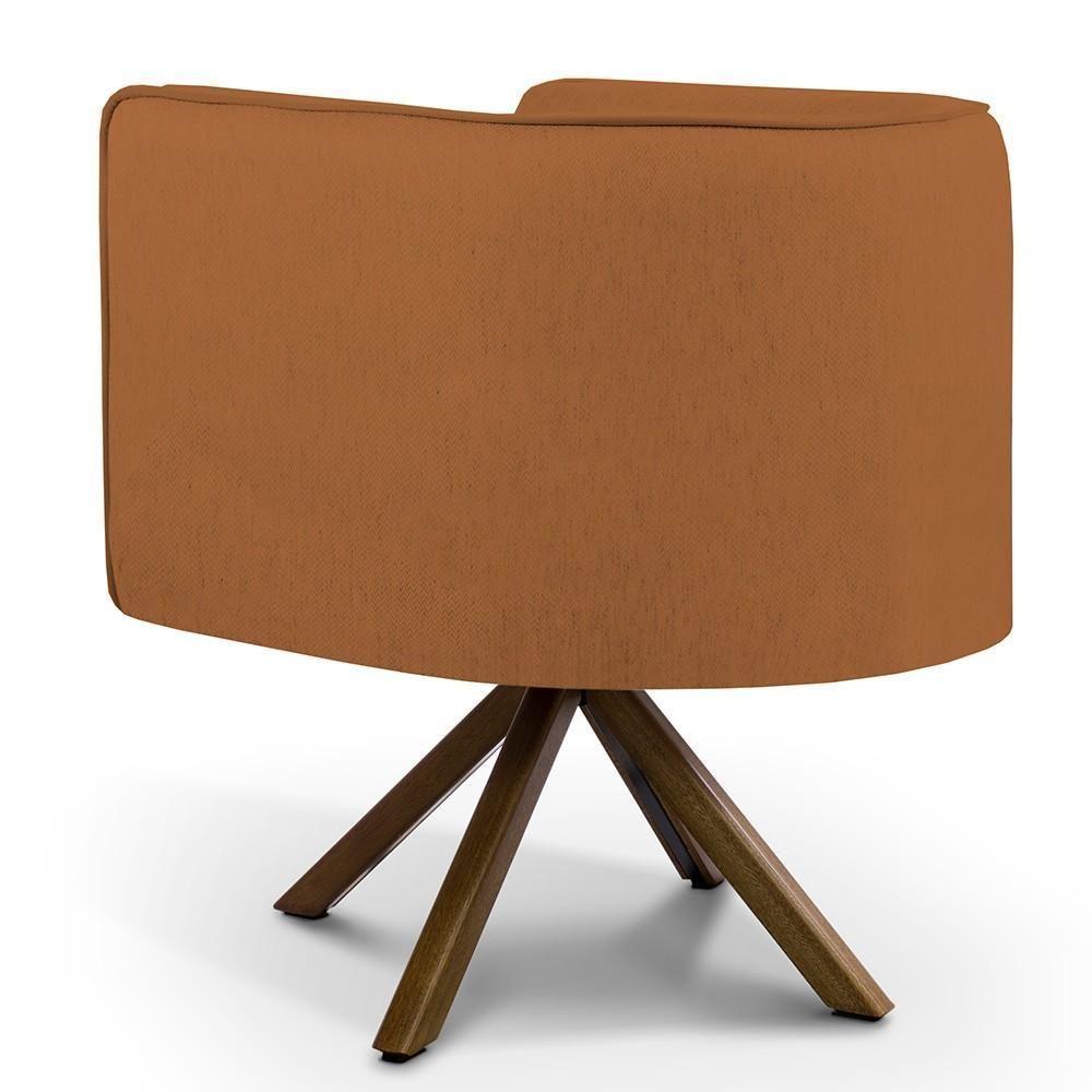 Kit 02 Poltronas Base Giratória Veludo Telha C-262 - 3