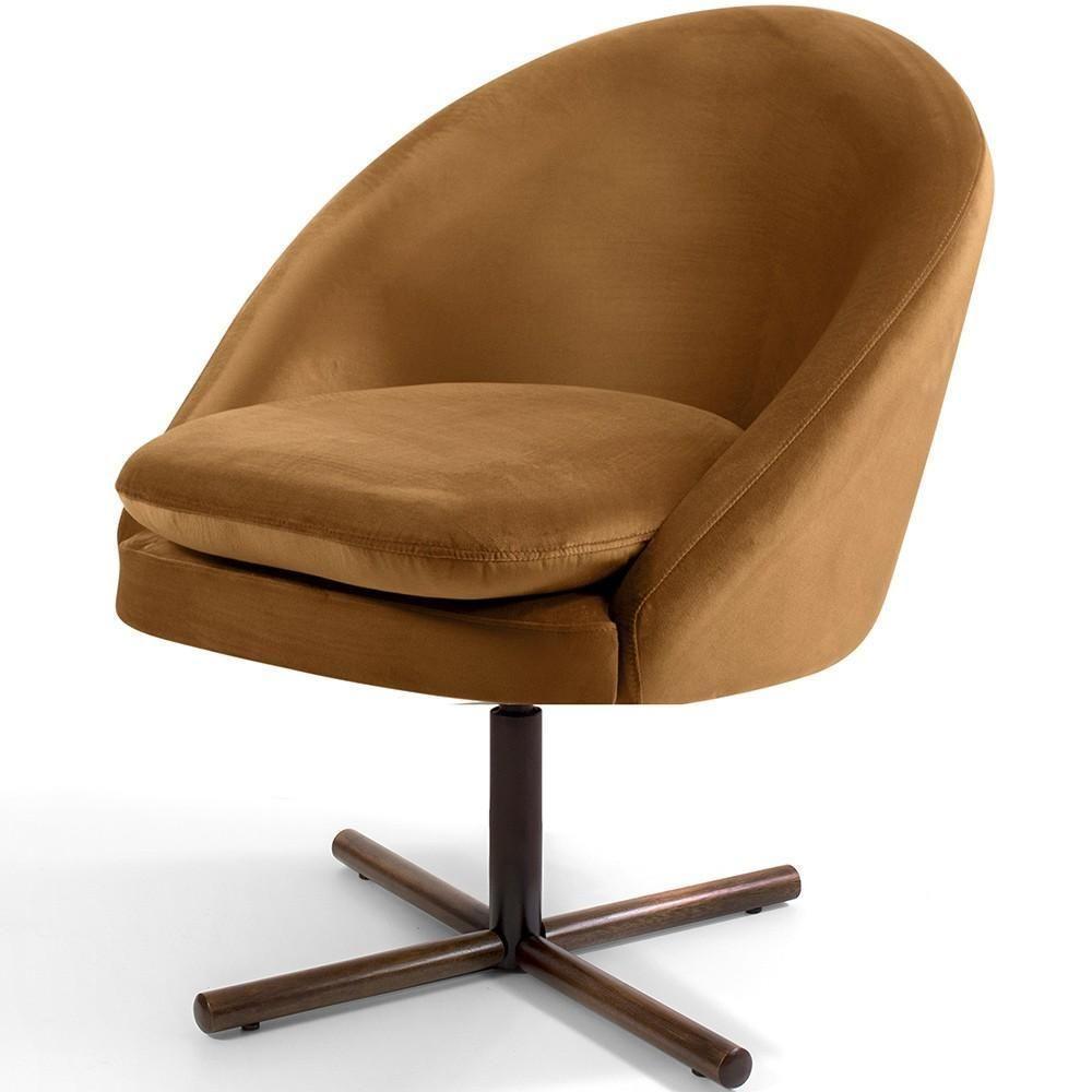 Kit 02 Poltronas Giratória Base X Veludo Telha C-262 - 3